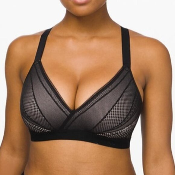 Lululemon Awake to Lace Bra Black/Barely Beige - Picture 1 of 3